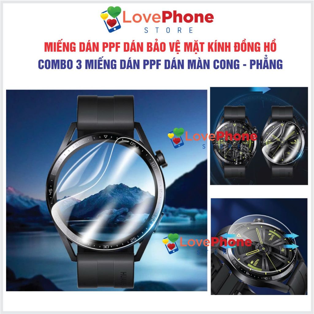 COMBO 3 Miếng dán PPF dán đồng hồ thông minh đồng hồ cơ pin mặt phẳng tròn dẻo chống xước