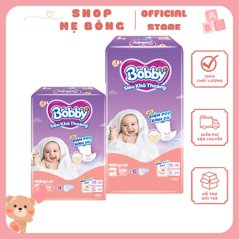 Miếng lót sơ sinh Bobby NB1 64/ NB1 108 miếng cho bé