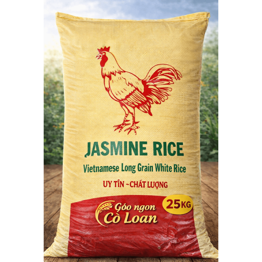 Gạo Jasmine 25kg – Jasmine Rice Hạt Dài Thơm Nhẹ – Gạo Trắng Dài Hạt Việt Nam