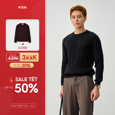 Áo Len Nam KRIK Form Regular Chất Liệu Len Ấm Mịn Thiết Kế Vặn Thừng Khỏe Khoắn AL3582