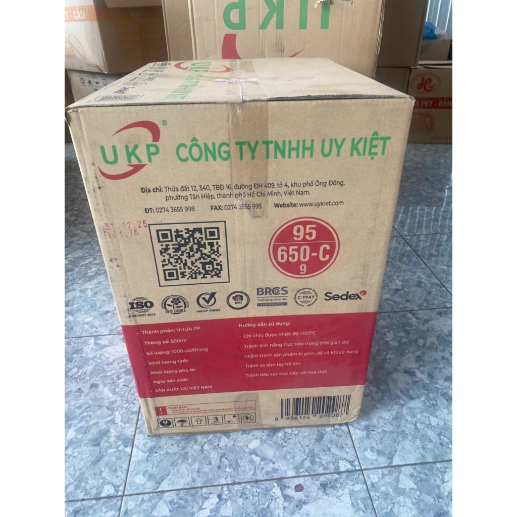 LY UKP 650ML ĐÁY BẰNG DÀY PHI 95 , LY UY KIỆT, SỈ THÙNG 1OOO LY  [ LY KHÔNG KÈM NẮP ]