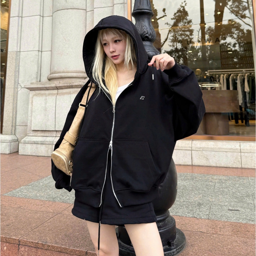 Áo Khoác Hoodie Zip Nỉ Chân Cua NQ30 DAISY Dây Kéo Kim Loại 2 Đầu Logo Hợp Kim Form Boxy Form Rộng Nam Nữ Unisex | BigBuy360 - bigbuy360.vn