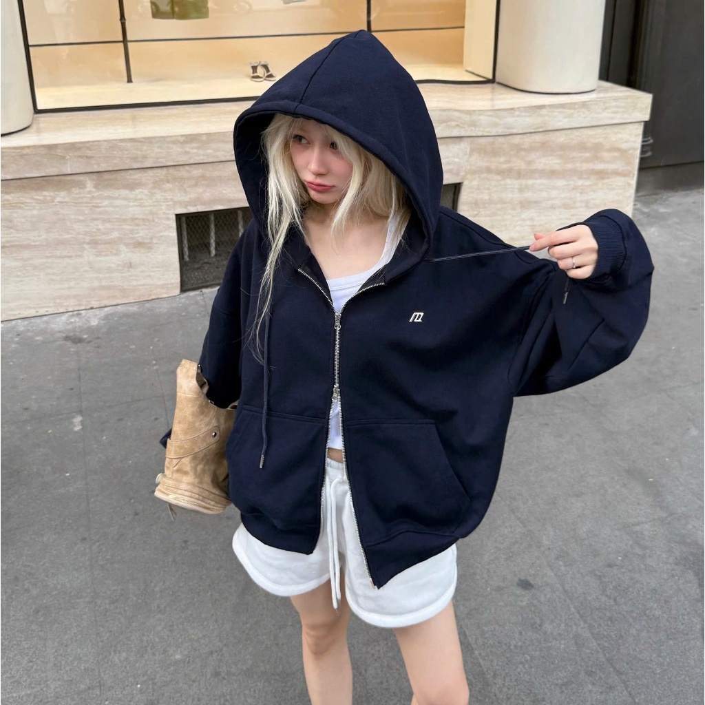 Áo Khoác Hoodie Zip Nỉ Chân Cua NQ30 DAISY Dây Kéo Kim Loại 2 Đầu Logo Hợp Kim Form Boxy Form Rộng Nam Nữ Unisex | BigBuy360 - bigbuy360.vn