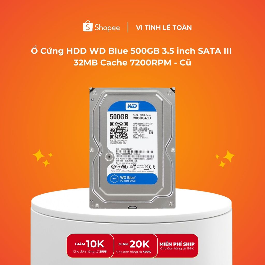 HDD WD Blue 500GB 3.5 inch SATA III 32MB Cache 7200RPM - Cũ