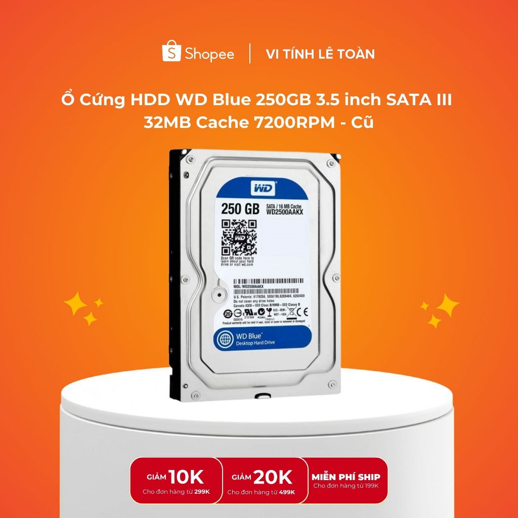 HDD WD Blue / Seagate 250GB 3.5 inch SATA III 32MB Cache 7200RPM - Cũ