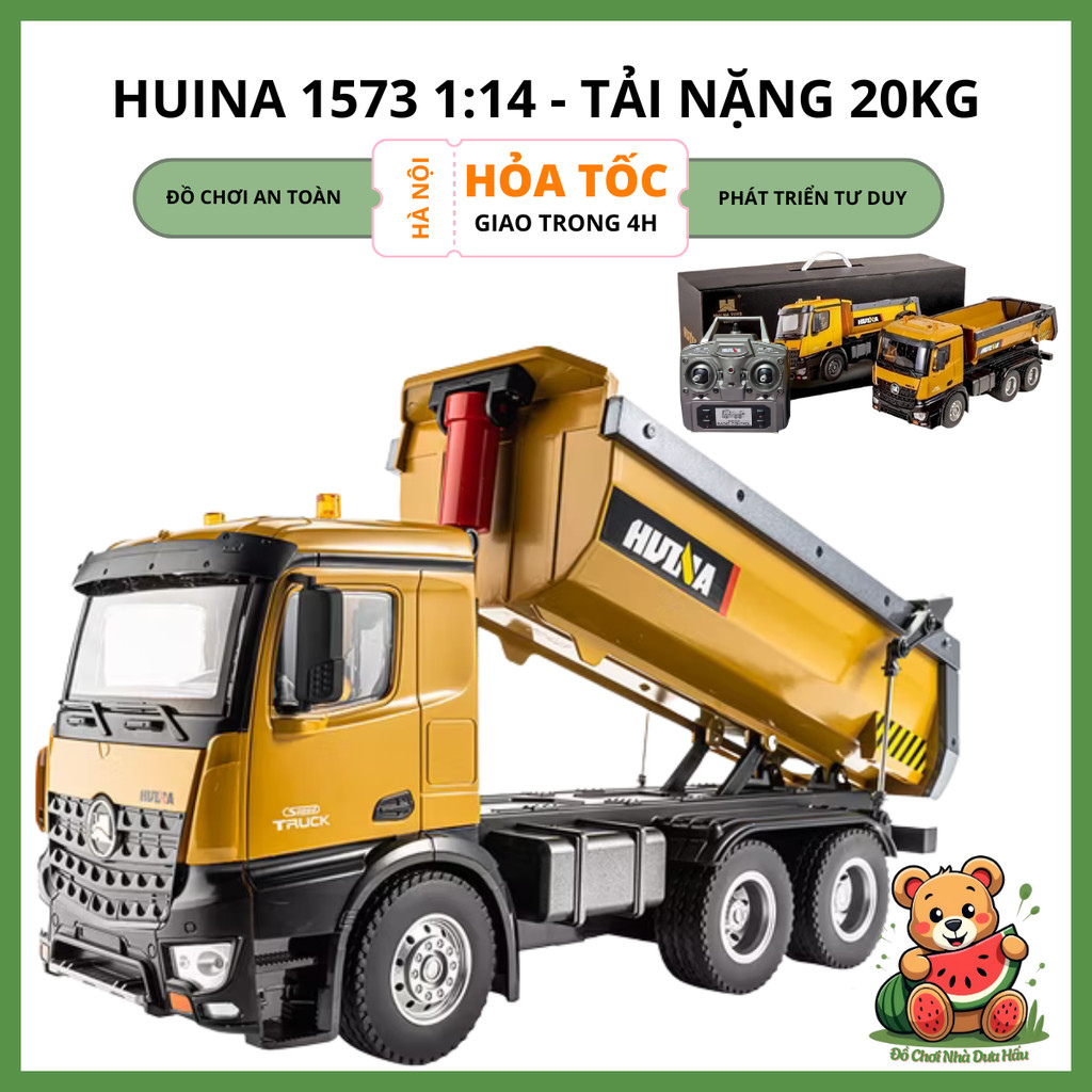 [Nâng Cấp Mới] Xe Ben Điều Khiển Từ Xa Huina 1573/573 Tải Trọng 20Kg