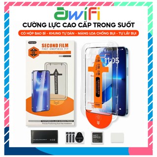 Kính Cường Lực iPhone Magic Tự Dán Tự Hút Bụi Trong Suôt Hộp Cam 6/7P/8P/X/XS/XR/11/12/13/14/15/16/17Pro/Max- Awifi T3-4
