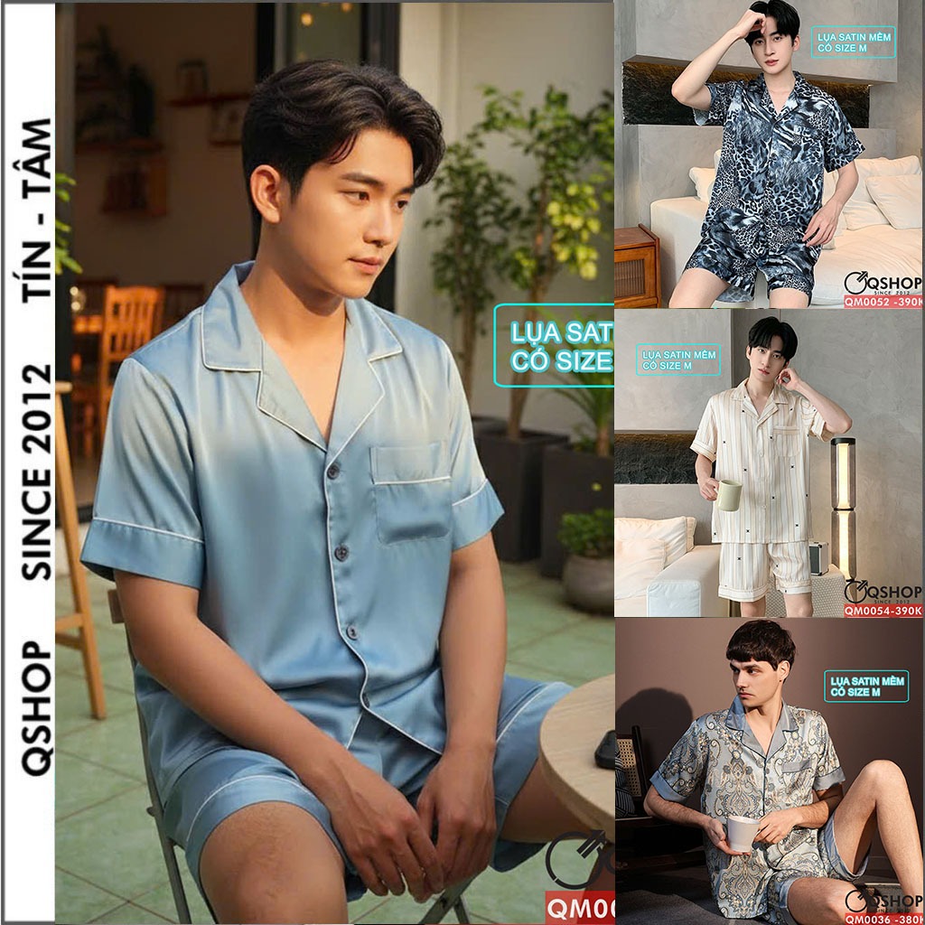 Tổng hợp bộ đồ pijama nam có size M quần ngắn tay ngắn mặc nhà mặc ngủ thoải mái QSHOP