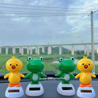 [Hỏa Tốc]Đồ chơi lắc đầu ếch xanh nhảy múa năng lượng mặt trời – Trang trí xe ô tô