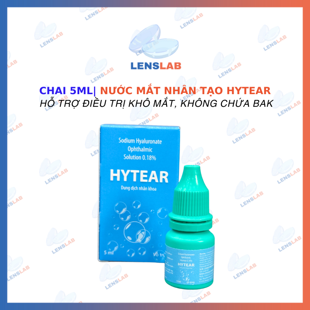 Nước Mắt Nhân Tạo HYTEAR - Chai 5ML- Hỗ trợ điều trị khô mắt, không chứa BAK