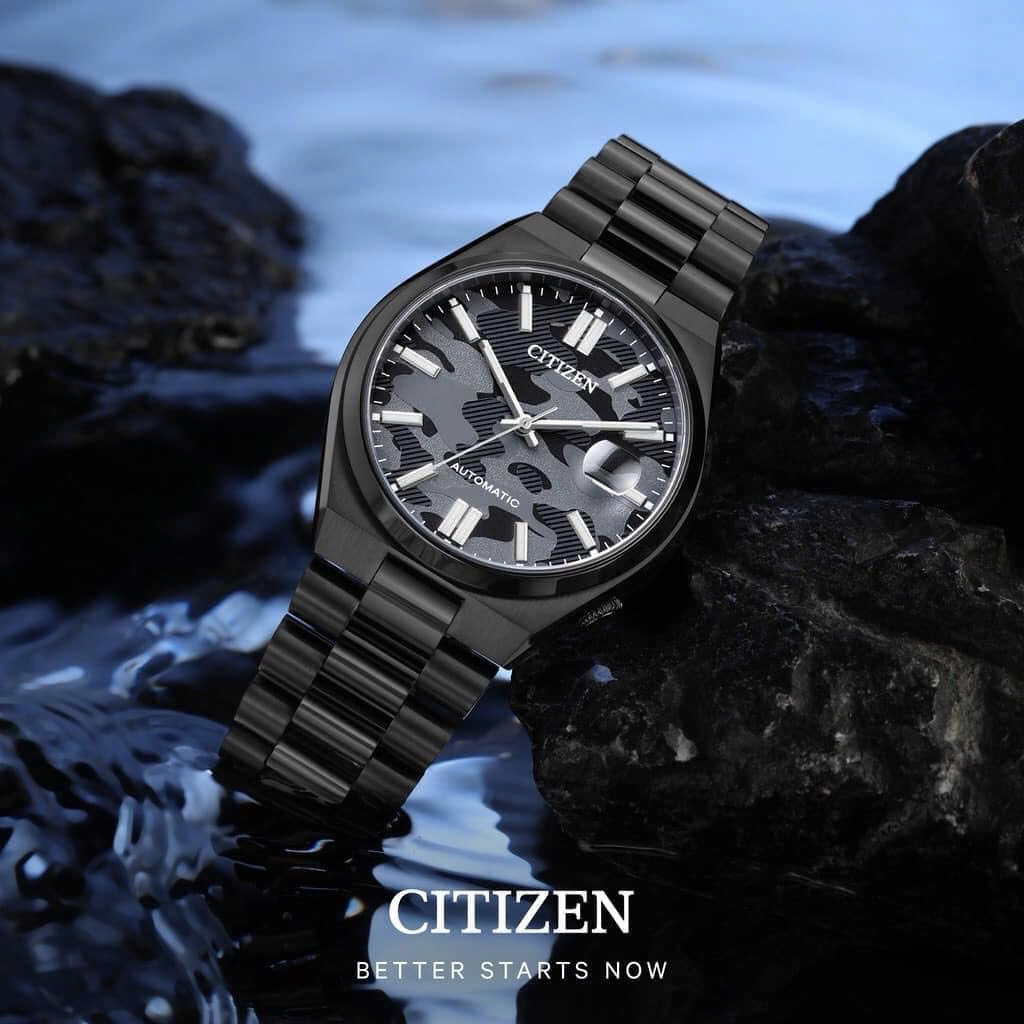 Đồng Hồ Nam Citizen NJ0155-87E Automatic Size 40 Tsuyosa Black Camo Sapphire