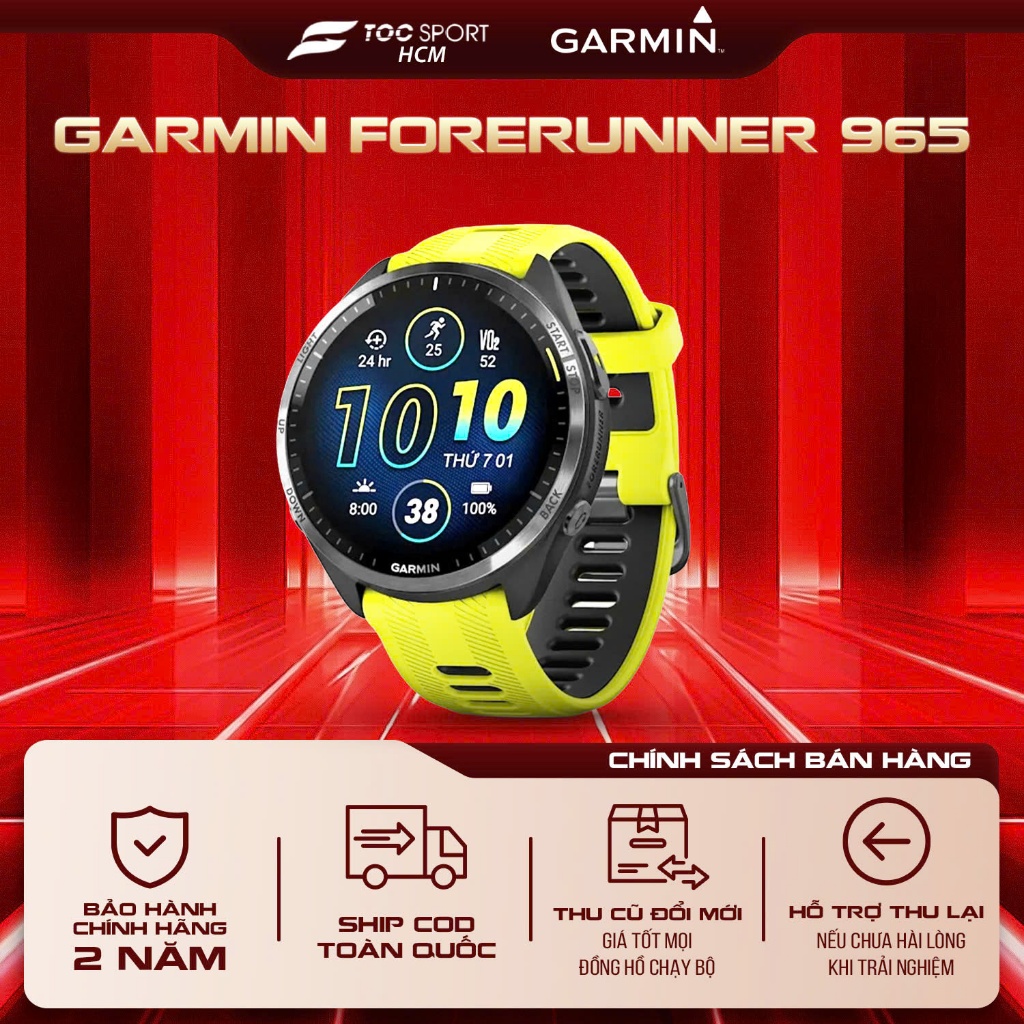 Garmin Forerunner 965 | Đồng hồ thông minh GPS bền bỉ - Phiên bản Solar Forerunner 965 - 47.2mm - Dâ