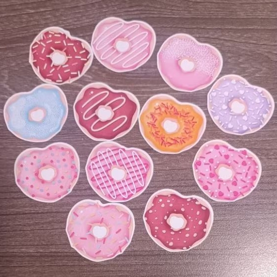 Set 12 sticker bánh donut trái tim lãng mạn dễ thương M000186