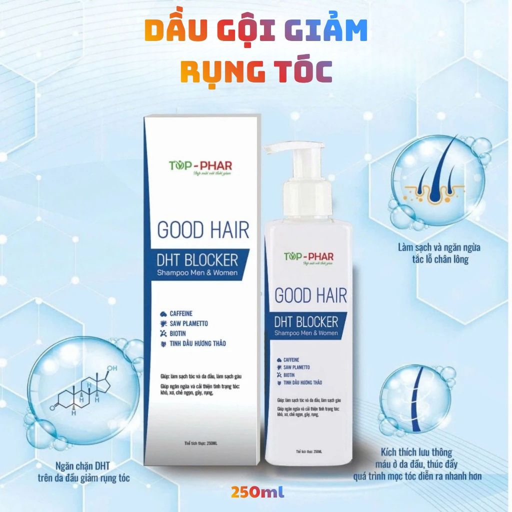Dầu Gội Organic Biotin Chai Lớn 250ML - Dầu gội DHT Blocker giảm rụng tóc và kích thích Tóc mọc