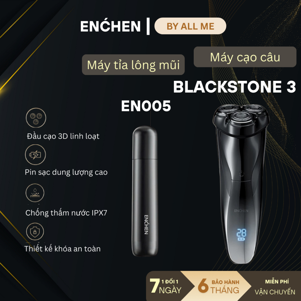Máy Cạo Râu Enchen BlackStone 3 -cạo râu ướt & khô , chống nước IPX7