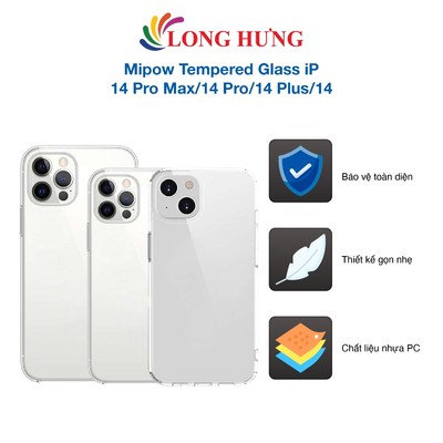 Ốp lưng chống sốc Mipow Tempered Glass iP 14 Pro Max/14 Pro/14 Plus/14 - Hàng chính hãng