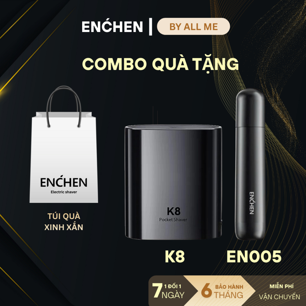 Quà tặng nam giới- Set quà tặng máy cạo râu Enchen K8/ Mini 6& máy tỉa lông mũi EN005, kèm túi quà x