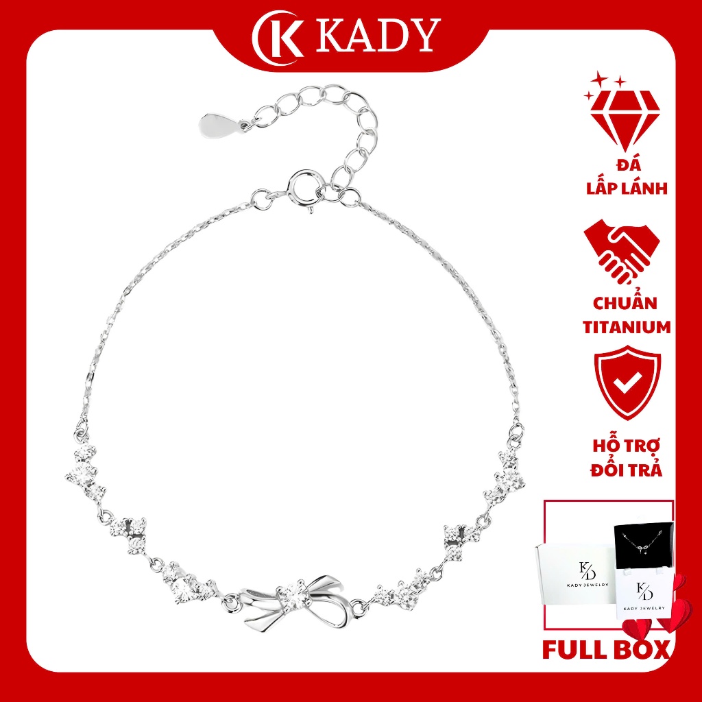Lắc Tay thiết kế nơ đính đá lấp lánh KADY (FULL BOX + HỘP)
