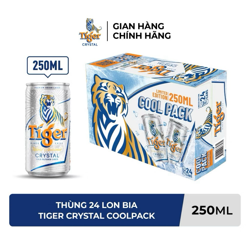 bia tiger bạc 250ml thùng 24lon
