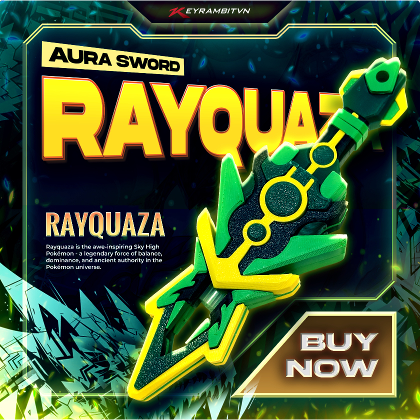 [POKÉMON] Aura Sword Rayquaza - Celestial Sky Sovereign - Phụ Kiện Kiếm Trưng Bày - Keyrambitvn