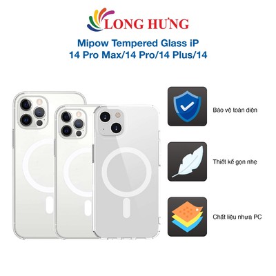 Ốp lưng chống sốc hỗ trợ sạc không dây Mipow Tempered Glass iP 14 Pro Max/14 Pro/14 Plus/14 - Hàng chính hãng