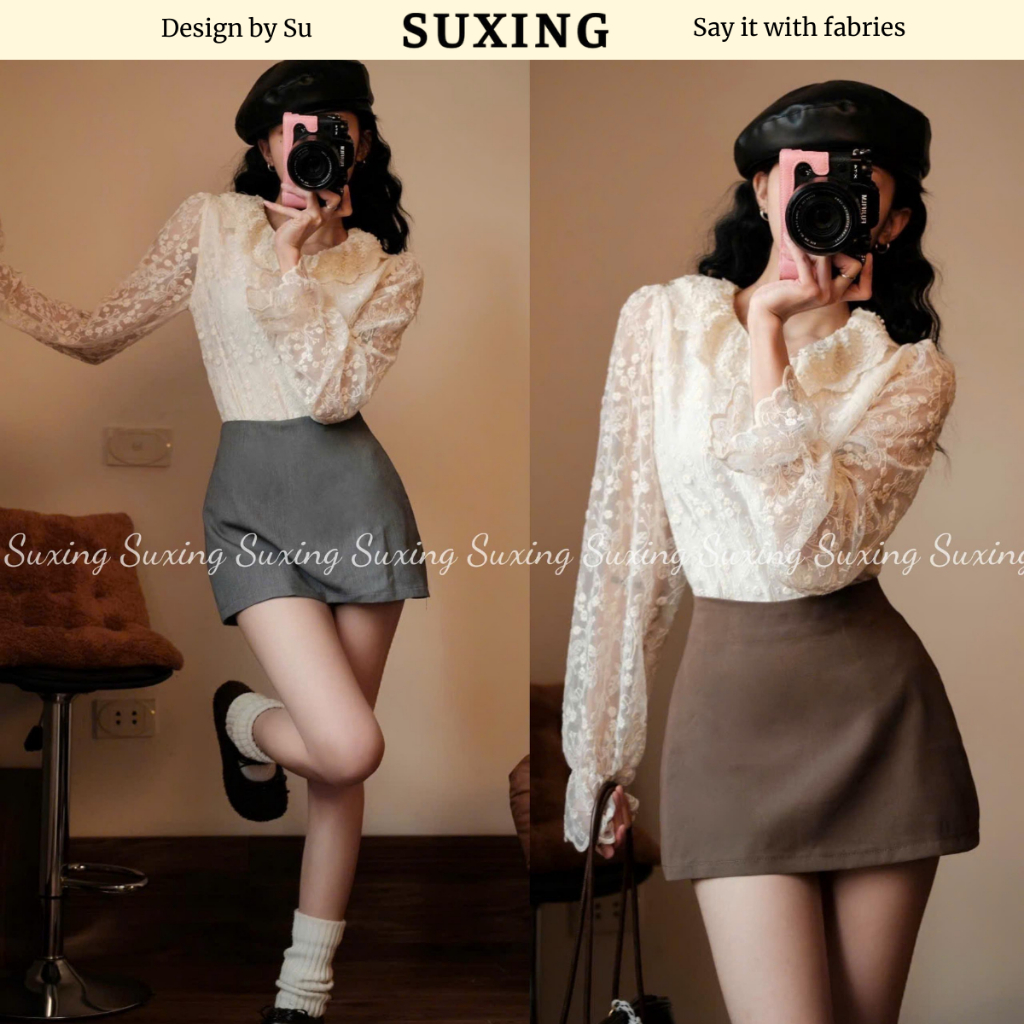 Chân Váy Chữ A Cạp Cao Dáng Ôm Hông Phong Cách Tiêu Thư S249 - Suxing