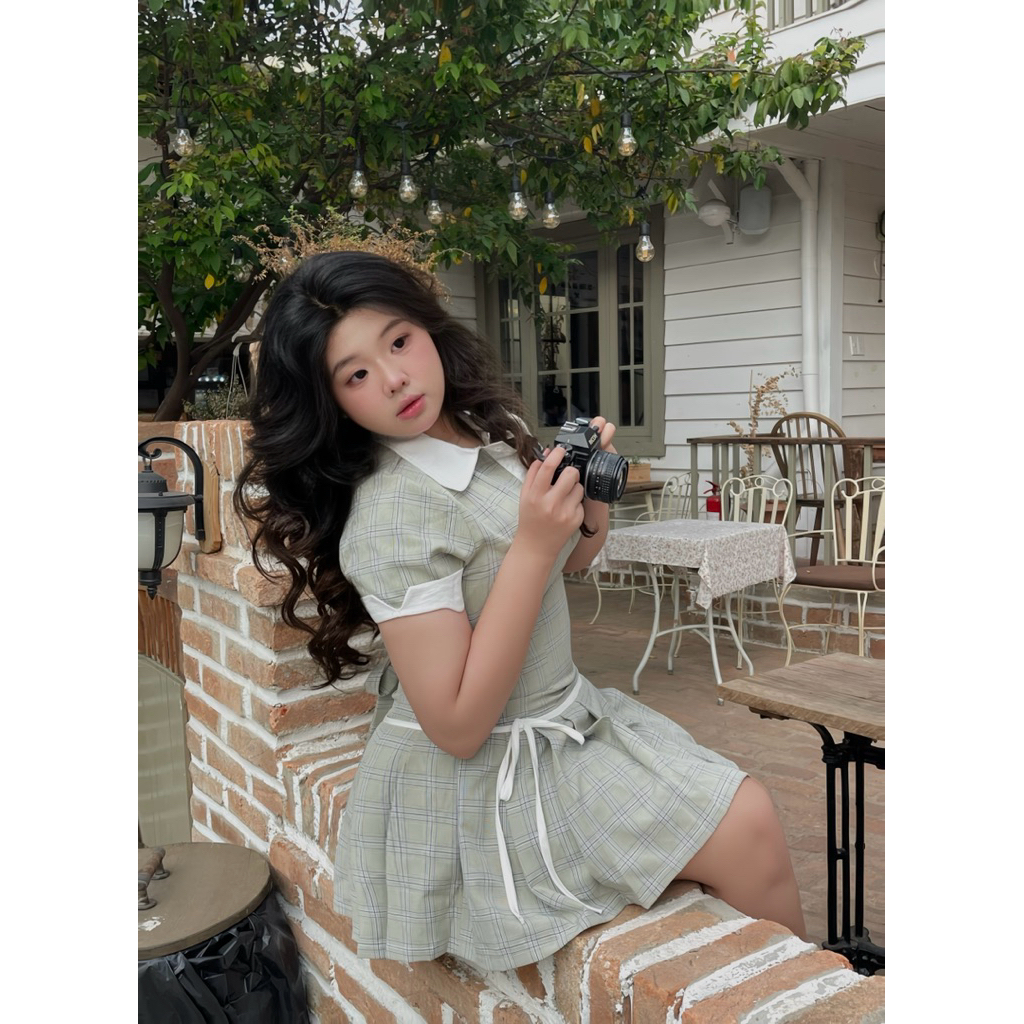 Beos Bigsize, Đầm kiểu polo bigsize điệu đà, tiểu thư, hoạ tiết caro