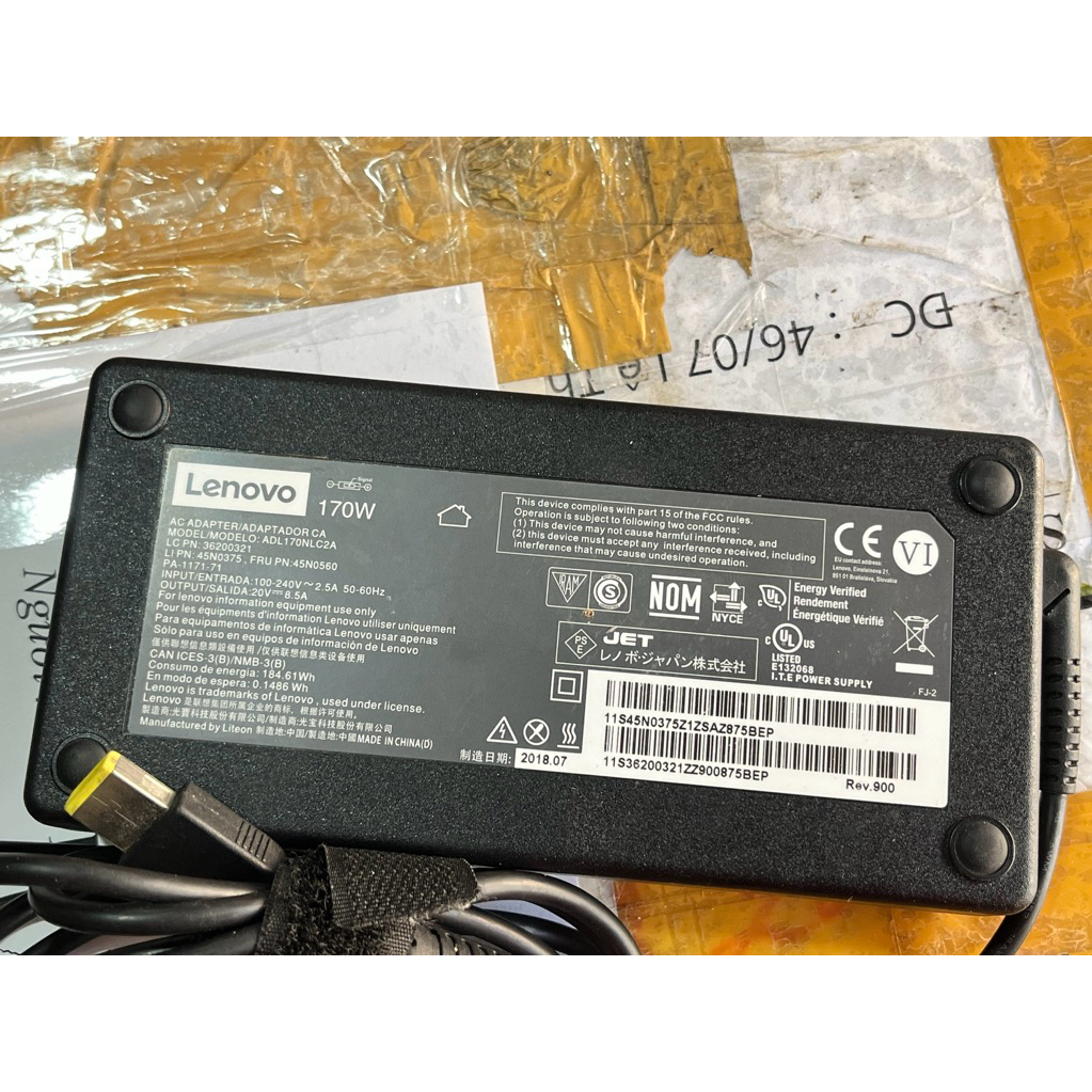 Bán sạc Laptop Lenovo gaming 170W ( 20V 8.5A  Hàng cũ , zin Theo máy , chính Hãng