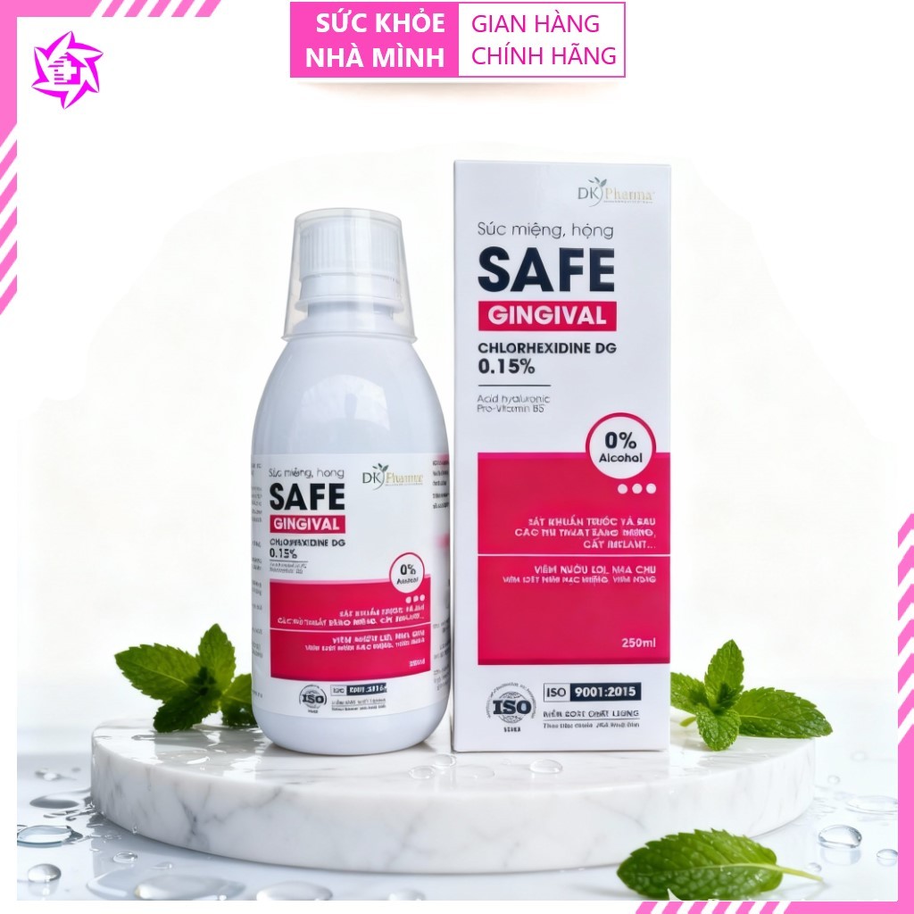 SKNM | Súc miệng họng SAFE Gingival 250ml - Chuyên dụng Ngăn ngừa viêm nướu, viêm nha chu (Dkpharma)