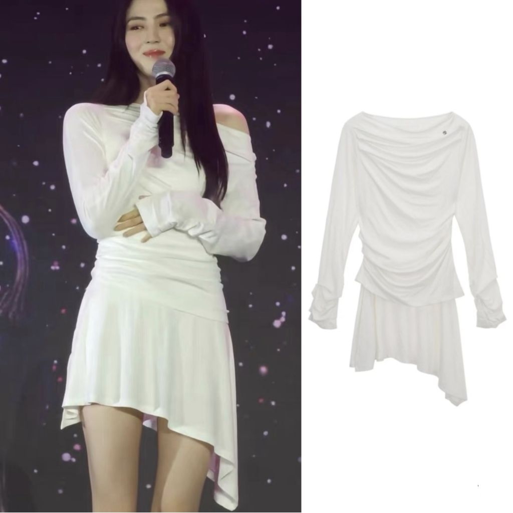 Váy trắng cùng kiểu dáng của Han So - hee, thiết kế mới với chân váy bất đối xứng