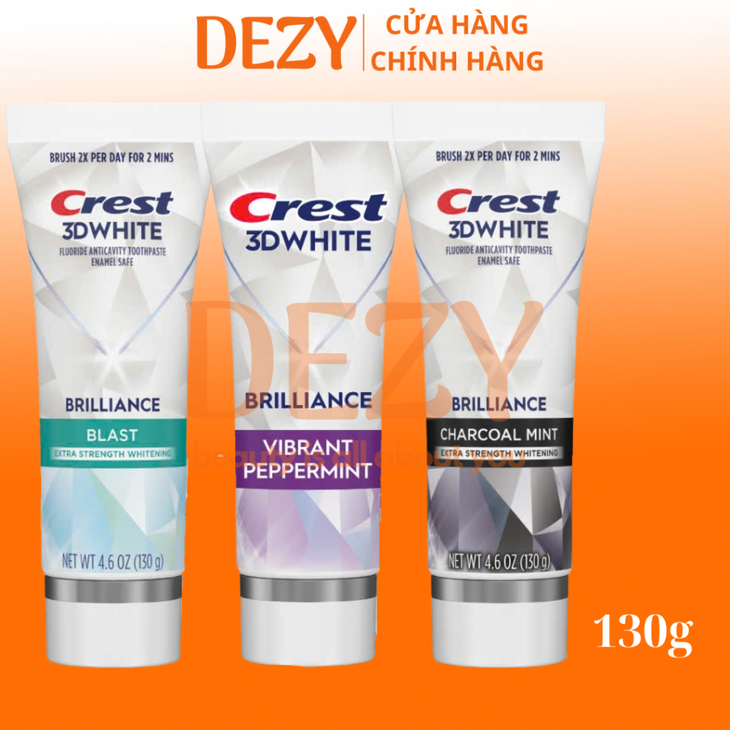 Kem Đánh Răng Crest 3d White Brilliance Mỹ 130g Chính Hãng - Kdr USA Than Hoạt Tính Charcoal Trắng R