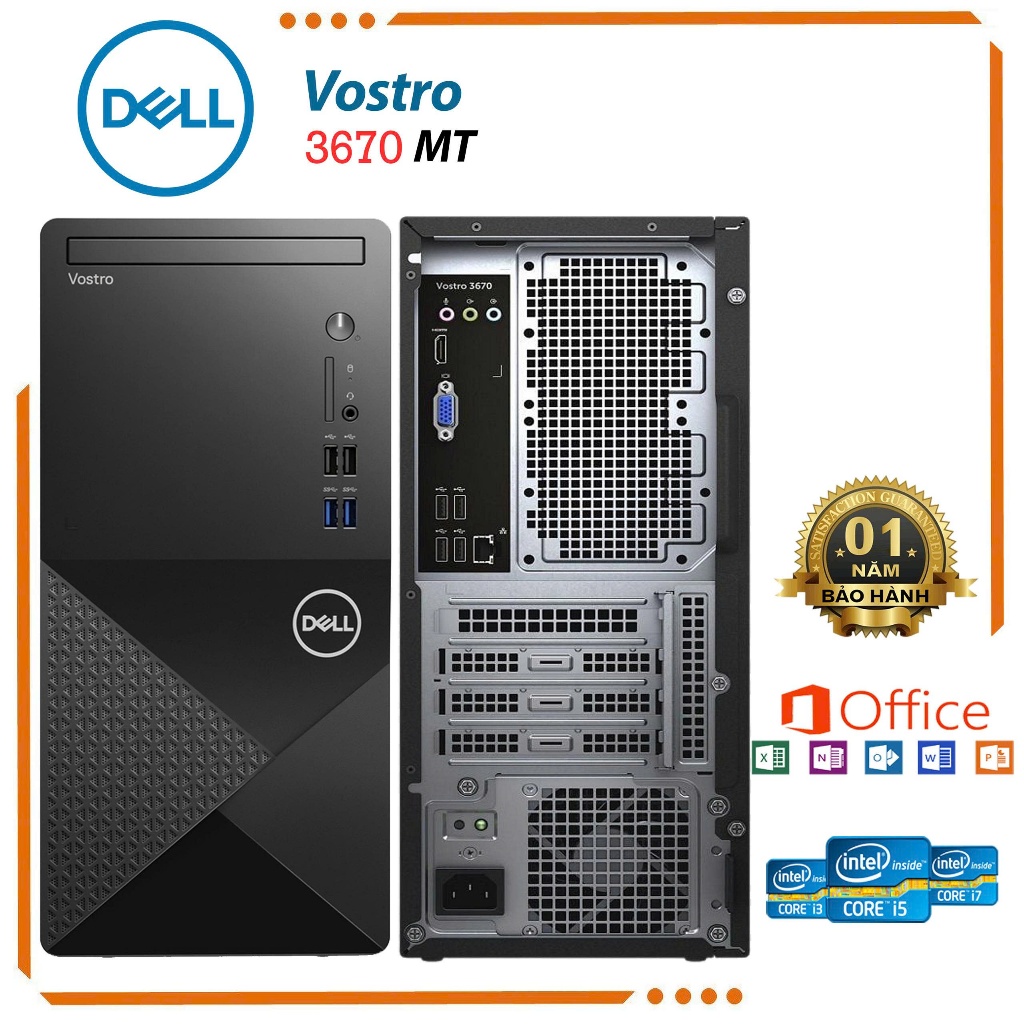 Máy Bộ DELL 3670 MT Core i3 I5 I7 , Ram 8G, SSD 256G có WIFI + Bluetooth ( Bảo hành 1 năm)