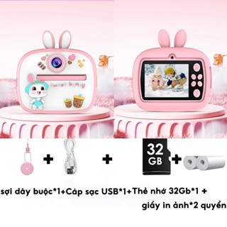 Máy Ảnh Mini In Nhiệt Chụp Lấy Liền Camera Kép, Máy Ảnh Chụp Lấy Liền Kèm 2 Cuộn Giấy Nhiệt Cho Bé