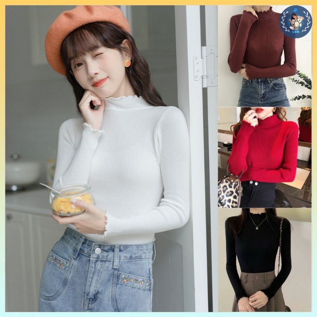 💥[A478] Áo len nữ Montoghi dệt kim Quảng Châu CỔ BÈO CAO TAY DÀI BÈO xinh xắn cá tính - L2M
