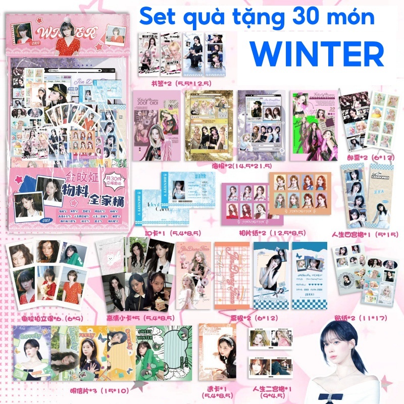 [NEW 2026] Set quà tặng 30 món nhóm nhạc AESPA WINTER / Card ID bookmark tem thẻ card .v.v