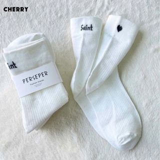 Tất cổ cao nữ họa tiết thêu dễ thương, chất liệu cotton thoáng khí - Cherry Shop