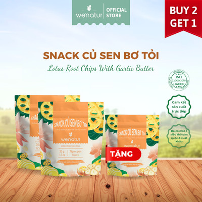 [COMBO GIÁ TỐT] Combo 2 Snack Củ Sen Bơ Tỏi we'natur 35g (tặng 1 Snack củ sen bơ tỏi 35g)