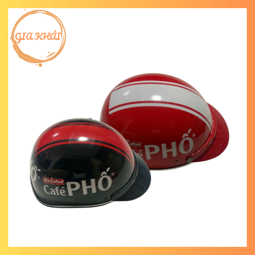 Nón Bảo Hiểm, Mũ Bảo Hiểm Nữa Đầu Maccoffee Cafe Phố Màu Đen (Quà khuyến Mãi Tặng Kèm Cafe Phố)