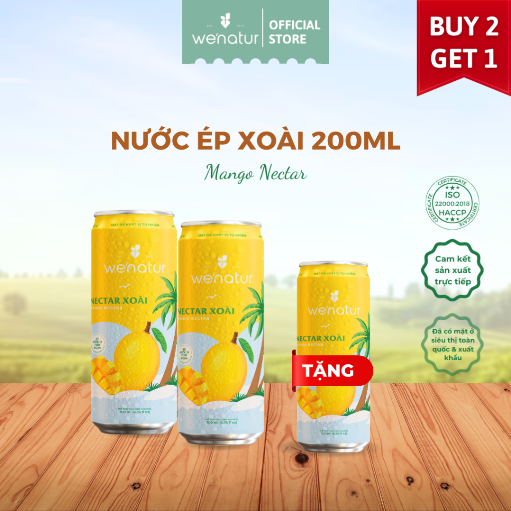[MUA 2 TẶNG 1] Combo 2 Nectar Xoài we'natur 200ml (tặng 1 nectar xoài 200ml)