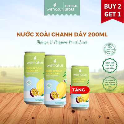 [MUA 2 TẶNG 1] Combo 2 Nước Ép Xoài Chanh Dây we'natur 200ml (tặng 1 nước ép xoài chanh dây 200ml)