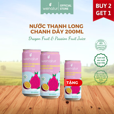 [MUA 2 TẶNG 1] Combo 2 Nước Ép Thanh Long Chanh Dây we'natur 200ml (tặng 1 nước ép thanh long chanh dây 200ml)