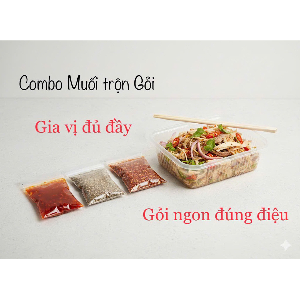 Combo Muối Trộn Gỏi Gà Vịt Lòng Heo Bò - Combo gồm Sa Tế, Muối Tiêu, Dầu Điều - Trộn được 5kg nguyên