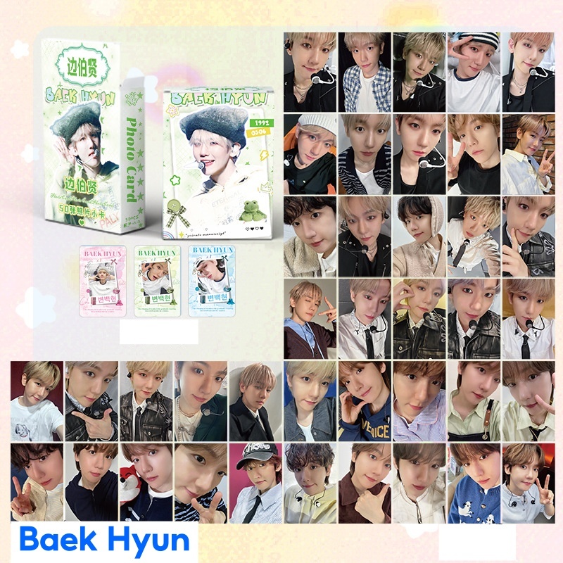 Set 50 photocard unoff Hologram Baekhyun dễ thương 2026
