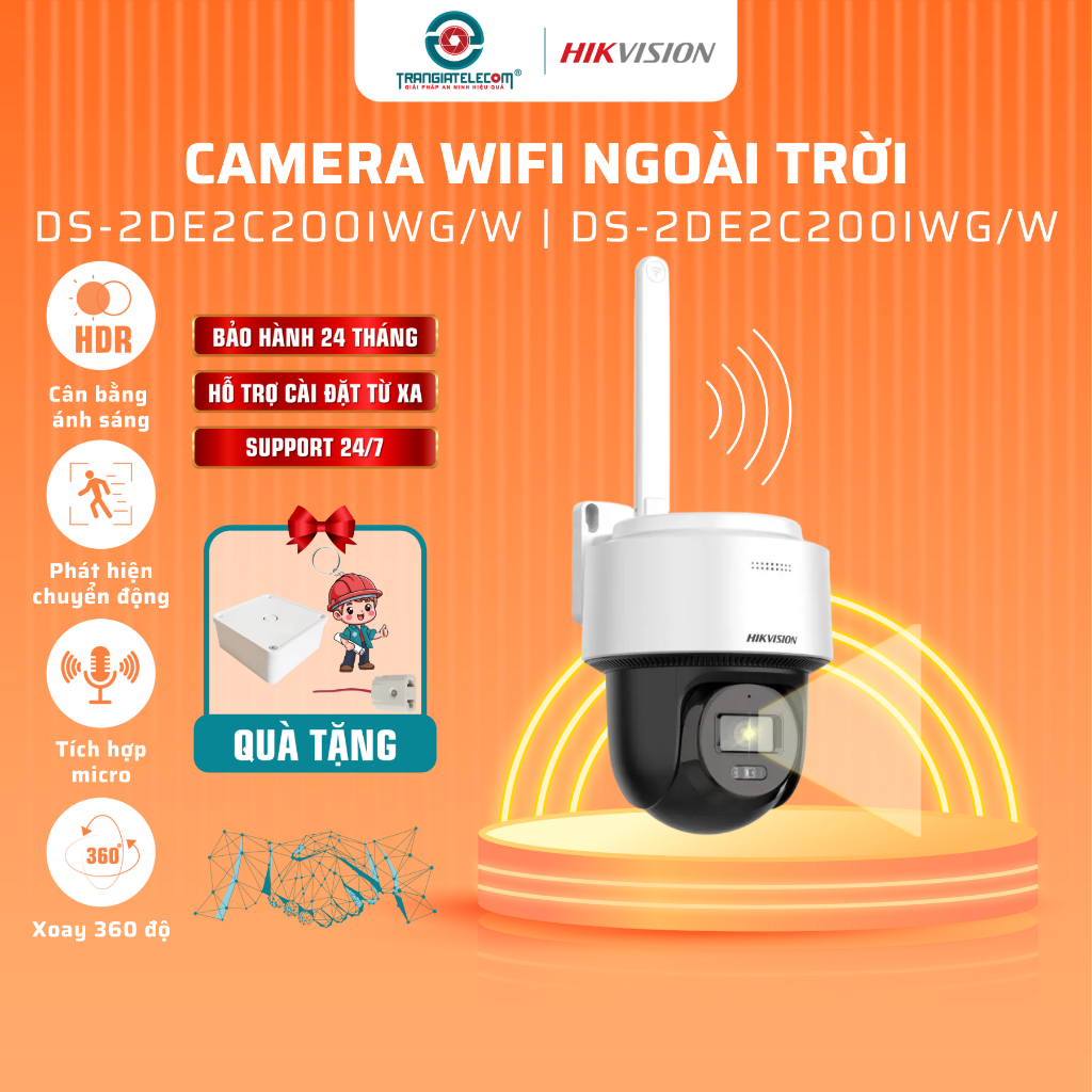 Camera IP Mini PT Smart Hybird HIKVISION Xoay 360 | Tích hợp Micro | Chống nước - TRANGIATELECOM