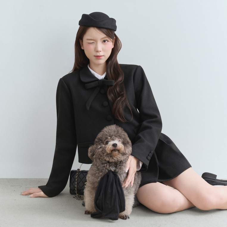 DAZZI | BASIC BLACK SET - Set dạ áo khoác và chân váy phong cách tiểu thư - Design by DAZZI