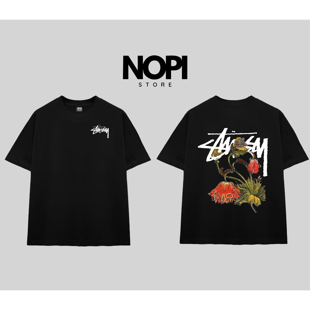ÁO THUN STUSSY WITHERED FLOWER FORM RỘNG NAM NỮ UNISEX VẢI COTTON CAO CẤP DÀY DẶN - NOPI STORE