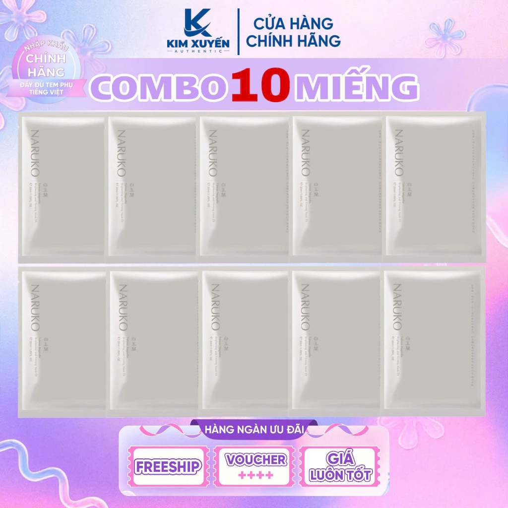 Mặt nạ NARUKO Taiwan Magnolia Brightening and Firming Mask EX 30ml - HỘP 10 MIẾNG