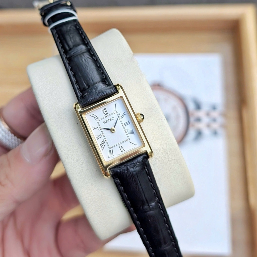 Đồng Hồ Nữ Seiko SWR054 Quartz Size 19x21 Gold Tank Women