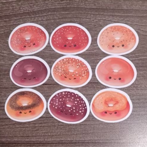 Set 9 sticker bánh donut chibi dễ thương M000205