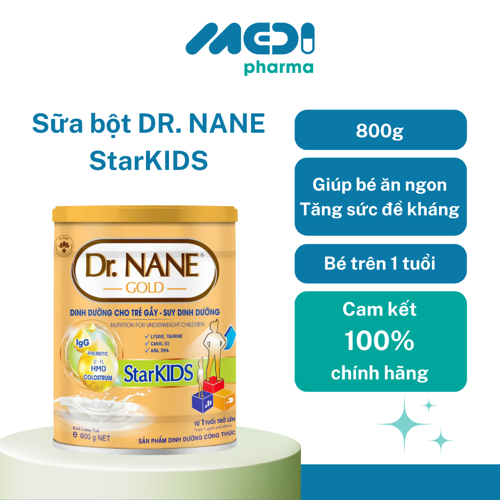 Sữa bột Dr. Nane Opti-Gold StarKIDS lon 800g cho trẻ suy dinh dưỡng từ 1 tuổi trở lên